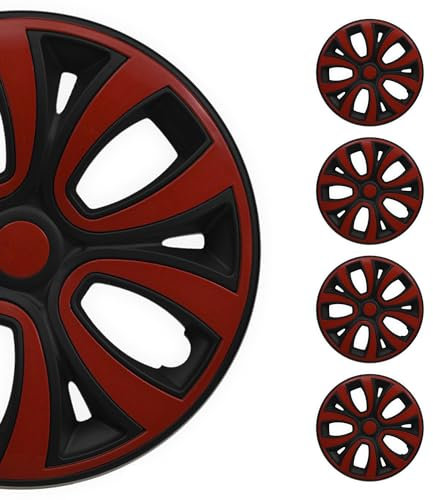 4X Radblenden Radkappen Radzierblenden 16 Zoll Schwarz Rot Glänzend