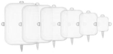 RUPECA 6 Couvercle Silicone Rectangulaire – Couvercle Silicone Extensible – Couvercle Extensible en Silicone (RECTANGULAR BLANCO, 6)