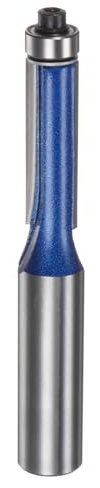 QUARKZMAN Fraise à Affleurer avec Tige de 12 mm, Diamètre de 3/8, Profondeur de Coupe de 1,2, Roulement Supérieur, Coupe Droite, Fraise à Affleurer en Carbure, Menuiserie, Argent Bleu