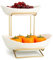 XUDREZ Obst Etagere mit 2 Etagen Obstschalen aus Keramik, Platzsparendes Obstkorb Etagere für die Familie - Moderne Obstschale, Geeignet für Gemüse, Obst, Snacks, Süßigkeiten (White 2)