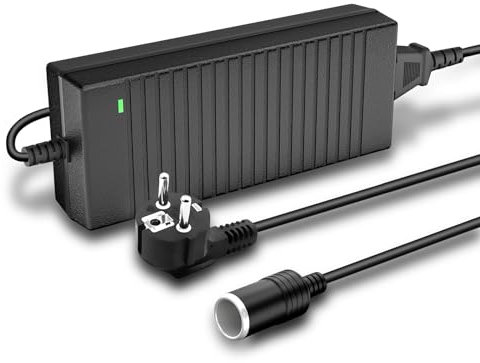 Seyaom Spannungswandler 230V auf 12V mit Zigarettenanzünder Steckdose, Netzteil 230V auf 12V 15A 180W, Adapter KFZ Netzadapter für Kühlbox Kompressor Reifenfüller