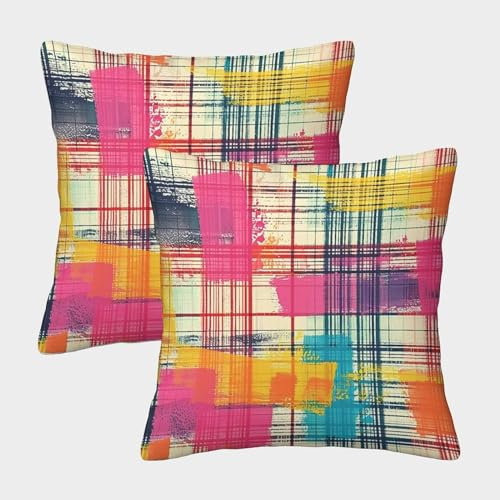 DCABEIOOE Graffiti 2er Set farbenfroh Kissenhülle Outdoor Kissen 45x45cm