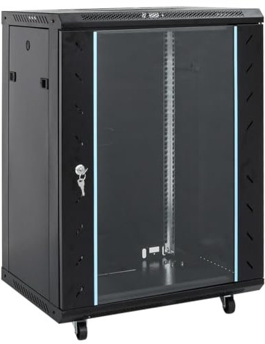 vidaXL Coffret de réseau avec Pieds pivotants 15U 19 IP20 60x45x86 cm, Coffret de réseau sur Pied, Armoire de données, Support de réseau