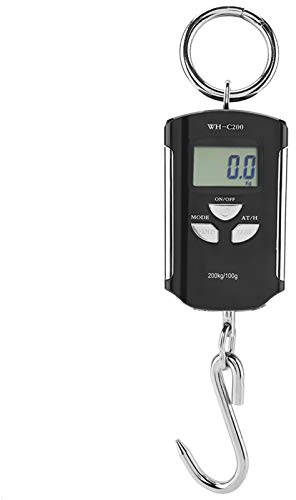 Tragbare Elektronische Hängewaage, Digitales LCD-Display mit Hintergrundbeleuchtung, 200 Kg, mit Haken für Gepäck, Angeln, Vieh (Silberrahmen)