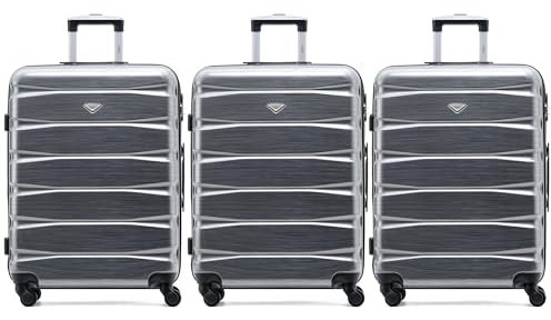Flight Knight Case 3er-Pack 70cm Leichtes Starres ABS Checken Sie Premium-Koffer EIN Mit 4 Radern, Zugelassen fur Uber 100 Fluggesellschaften, Darunter Air France, Ryanair Und EasyJet, 70x52x27cm