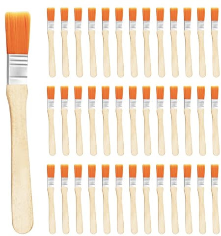 40 Pieces Paint Brushs Glue Brush Wooden Handle Nylon Paint Brushs Yellow Brush Gloss Paint Brush 1/2 Inch Paint Brush for Cleaning Dust,Walls, Touch Up, Cabinets, Fences, Edge Painting Tool (11Mm)