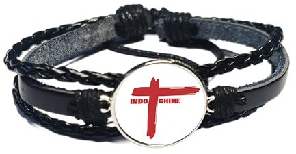 Bracelet Cuir Cabochon Verre Indochine