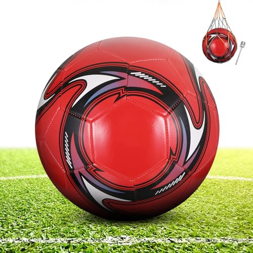 KWJEIULSOQ Fussball Grösse 4, Offizieller Training Fussball 4 Grösse,Fußball Kinder Unisex,fussbälle Spielball Trainingsball,Professioneller Fußball größe 4 für den Amateur- und Profibereich (Rot)