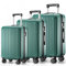 ABISTAB Hartschalen Koffer Trolley Rollkoffer Reisekoffer Zwillingsrollen Koffer Set Hartschalenkoffer, Zahlenschloss, Teleskopgriff (Dunkelgrün, S-M-L-Set)
