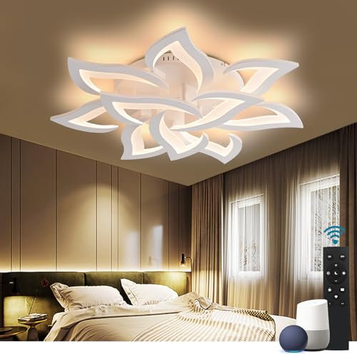 Sky angle Plafoniera Led soffitto stile Moderno con ALEXA e Google Home, Dimmerabile Lampadario Camera da letto con Telecomando