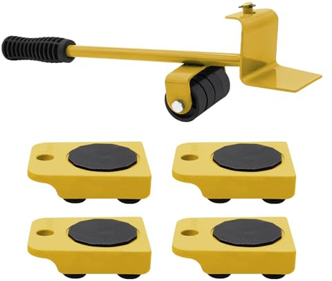 Hioph Furniture Movers with Wheels, 360° Rotation Furniture Sliders, Yellow | Heavy Duty Moving Device for Furniture, Appliances, Fridge, Sofa