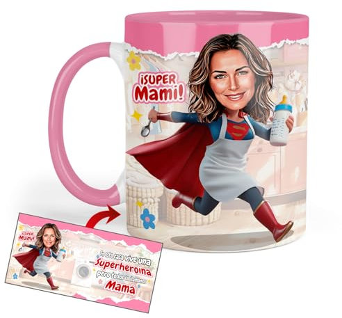 Kembilove Taza super mama | Regalo mujer | Taza mama primeriza | Tazas personalizadas | Desayuno dia de la madre | Regalo original madre (Modelo 4)