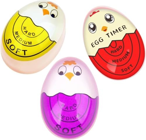Egg Timer, Eieruhr Zum Mitkochen Mit Farbwechsel, DREI Stück In Einem Set, Ideal Für Eier Kochen, Perfekt Für Die Küche, Lustiges Und Praktisches (5.5 x 4 cm)