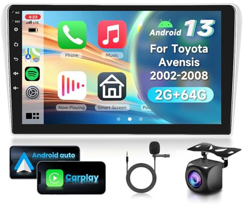 2G&64G VECHTEL 9 Autoradio Für Toyota Avensis T25 2002-2008 mit Carplay Android Auto Wireless,Android 15,Touchscreen Bluetooth HiFi/RDS/FM Radio,WiFi Navi/AHD Rückfahrkamera