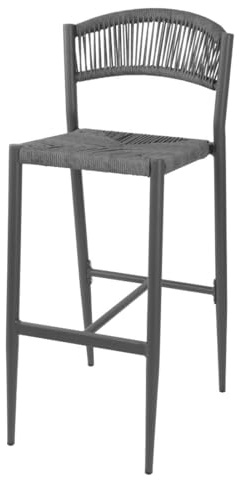 Bolero Eden PE Twist Rattan Outdoor Bar Stools Charcoal, Pack of 2 | Resists harsh weather and moisture without rotting, providing easy-wipe commercial seating with minimal upkeep needed.