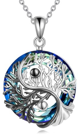 YFN Collier Yin Yang en argent sterling avec pendentif arbre de vie - Cadeau pour homme et femme