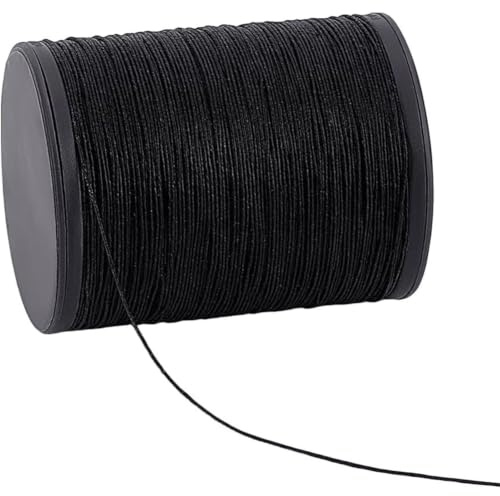 PH PandaHall 0.45mm Cordon Ciré en Lin Naturel 200m Fil Ciré Ficelle Cirée Noire pour Perles pour Reliure Cuir Couture, Bijoux, Macramé