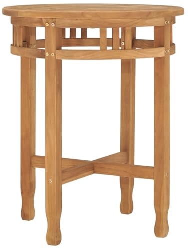 QUAHEAS Runder Teak Massivholz Bistrotisch Ø60x60 cm wetterfest, moderner Esstisch für Garten Terrasse Balkon Esszimmer Wohnzimmer, langlebig pflegeleicht Frühstückstisch