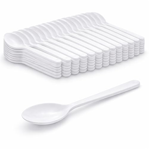 Pack 100 Cucharillas Rutilizables - Envio 24 h - Reutilizable - Alta Resistencia, Cubiertos Reusables para Cumpleaños, Picnics, Fiestas, Buffets, Bodas, Catering, Barbacoas. (100, Cucharilla)