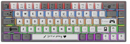 Cuifati Mechanical Gaming Keyboard, Blue Switch USB Wired Keyboard, 17 RGB Light Up Backlit Modes, 68 Key Full Size Clicky Keyboards for PC, Purple/Grey (Blue Switch - Grey White)