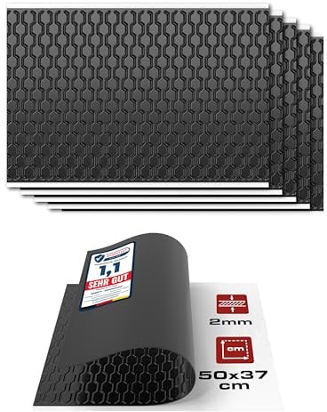 HASKYY 2mm Alubutyl Platten 1,11m² 500x370mm 6x Schwarz Anti Dröhn Dämmmatte selbstklebend Auto Dämmung - KFZ Lärmschutz, Schalldämmung und Schallschutz