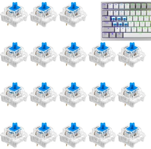 Keyboard Switches, 100 Pcs Blue Keyboard Clicker, Transparent Cover Blue Mechanical Keyboards Switches, Suitable for Led Gaming Keyboards Diy Kits
