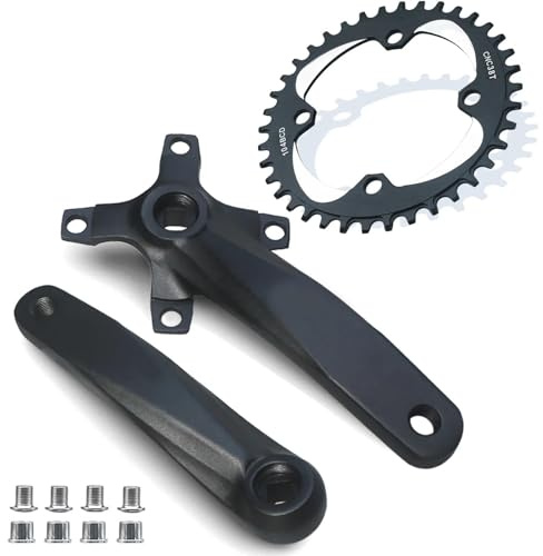 Generisch Kurbelgarnitur Mit Quadratischem Loch, 104BCD, 152/165/170 Mm Kurbelarme, 32–42 Zähne, Schmales Breites Kettenblatt, MTB-Fahrradritzel(38T Black Crankset,165mm)