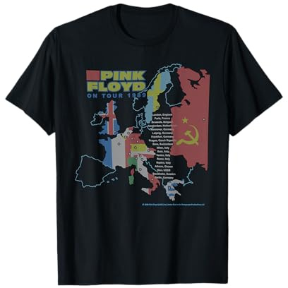 Pink Floyd On Tour 1989 Europe Map Cities T-Shirt