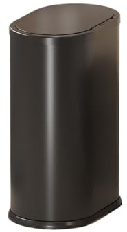 Poubelle Cuisine Poubelle Ovale de 6 L avec Couvercle, en Acier Inoxydable, idéale for la Cuisine, Salle Bain, Le Bureau ou Maison pour Office(Noir)