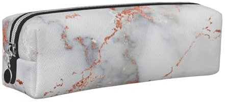 Rose Gold Marble Leather Pencil Case Art Utensils Storage Bag Makeup Pouch