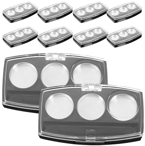 WRITWAA Set 10 scatole palette occhi nero con 3 griglie diametro 19,5mm per campioncini e cosmetici
