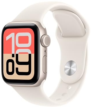 Apple Watch SE 3 GPS + Cellular 40 mm Smartwatch mit Aluminiumgehäuse in Polarstern und Sportarmband in Polarstern (S/M) (Generalüberholt)