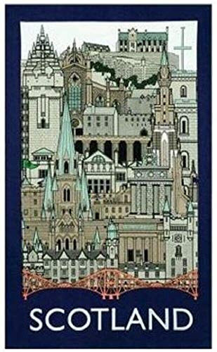 Scottish Tea Towel Souvenir Gift Scotland Landmarks Collage Cityscape Montage