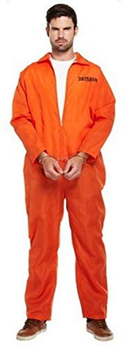 Mens Orange Convict Prisoner Jumpsuit Cops & Robbers Stag Do Fancy Dress Costume Outfit STD & XL (XL)