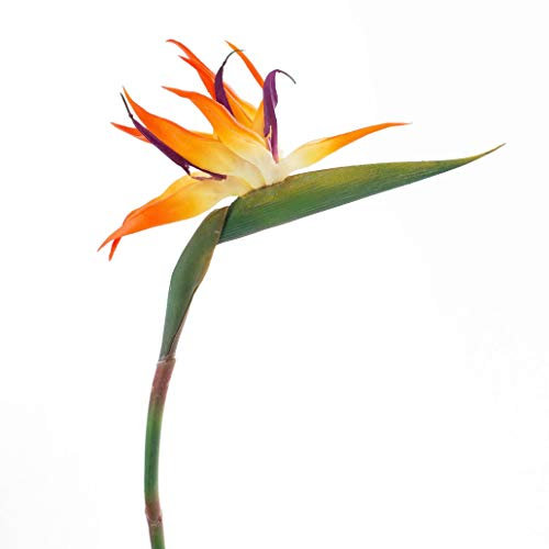 artplants.de Künstliche Strelizie, orange-Amethyst, 95cm - Kunstpflanze - Deko Pflanze