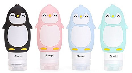 Pure Vie® Silikon Reise Flaschen Set mit Kulturbeutel - 4 Stück / 89ml - Farbige Fläschchen, Kein Auslaufen, Kosmetiktasche mit Reiseflaschen für Shampoo, Creme, Spülung und Körperpflege