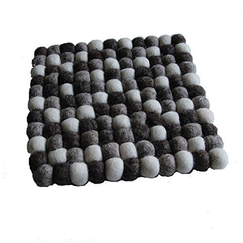 Maharanis Fairtrade Filz Untersetzer Topf Untersetzer Kiesel Natur hell 22 cm quadratisch handgefertigt aus Reiner Wolle, hitzebeständig