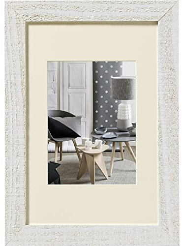 walther design Bilderrahmen hellgrau 13 x 18 cm mit Passepartout, Home Holzrahmen HO318X