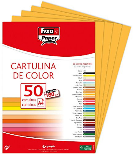 Fixo Paper 11110347 – Paquete de cartulinas A4 – 50 unidades color oro viejo, 180g