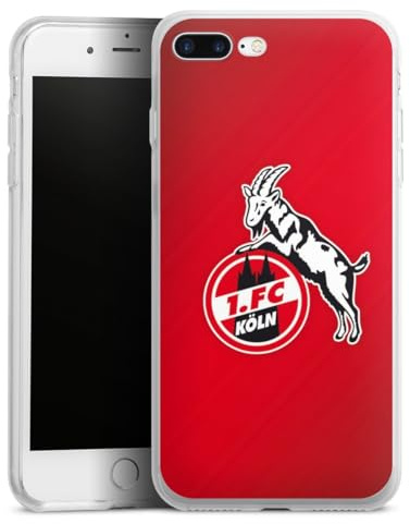 Silikon Hülle kompatibel mit Apple iPhone 8 Plus Case transparent Handyhülle 1. FC Köln Offizielles Lizenzprodukt EffZeh