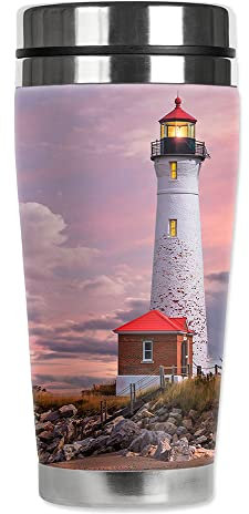 Mugzie 20 OunceMAX Stainless Steel Travel Mug with Wetsuit Cover - Lighthouse of Michigan
