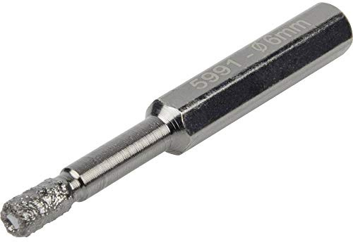 wolfcraft Dry Drill Bit, Diamond Coated, Hexagon Shank, Ø 6 mm I 5991000 I for Dry Drilling into Tiles, fine Stoneware and Ceramics