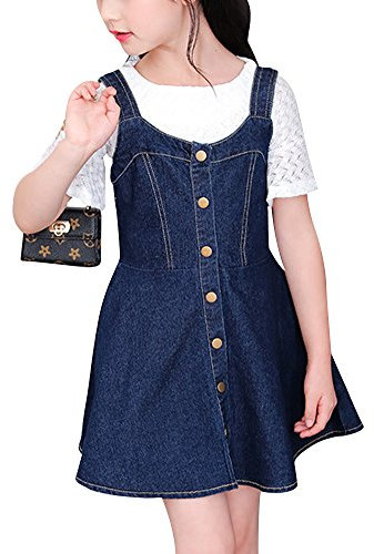 ShiFan Gonna Jeans Bambina Ragazza Denim Salopette Tuta Corta Jumpsuit Come Immagine 140