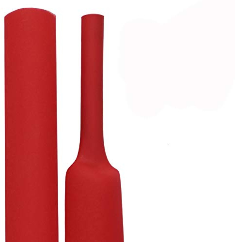 XHF2018 Dual Wall Heat Shrink Tubing 3:1 Ratio Heat Activated Adhesive Glue Lined Marine Shrink Tube Wire Sleeving Wrap Protector Red 4Ft (30mm (1-1/4))