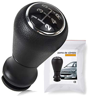 O³ Pomo Palanca de Cambios Universal 5 Velocidades - Palanca de Cambios Coche - Negro - 206-106-107-205-207-306-406/C1-2-3-Saxo