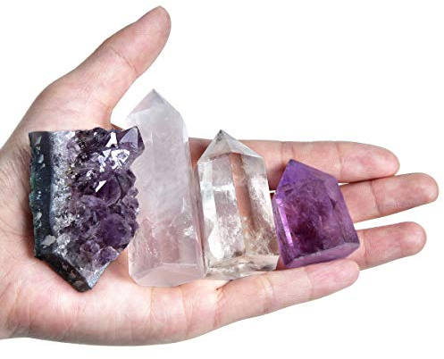 MIMOSA Healing Crystal Wands Amethyst/Rose Quartz/Clear Quartz&Amethyst Cluster