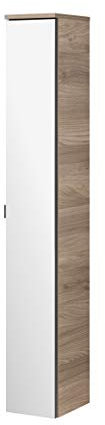 FACKELMANN Hochschrank Luxor mit Spiegel/Badschrank mit Soft-Close/Maße (B x H x T): ca. 20,5 x 139,5 x 26,5 cm/Schrank fürs Bad mit 1 Spiegeltür/Türanschlag rechts/Korpus: Braun hell