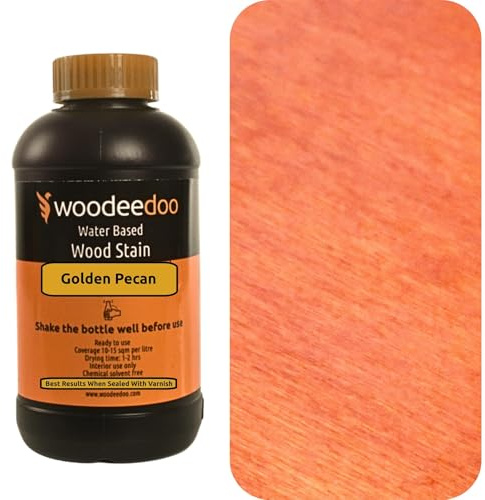 WooDeeDoo Water Based Wood Stain | Wood Dye | Ready to Use | Environmentally Friendly | Solvent Free | Odour Free | 200 ml | Golden Pecan