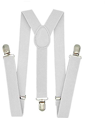 Kinder-Hosenträger Verstellbare Elastische Rücken Und Strong Clips Strap Solid Color Strapse Für Jungen Und Mädchen (Weiß)