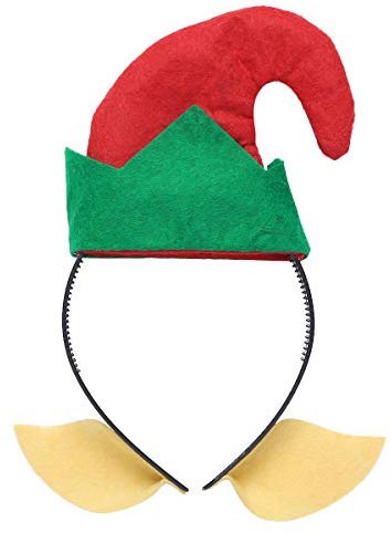 inhzoy Erwachsene Kinder Weihnachten Haarreif Elf Stirnband Hut Haarschmuck Xmas Cosplay Zubehör für Weihnachten Party Fasching Rot & Grün One Size